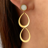 BRINCO GOTAS VAZADAS DETALHE MADREPÉROLA DOURADO AÇO 316L⭐️