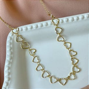 PULSEIRA ELOS CORAÇÕES PINGENTE CORAÇÃO ZIRCÔNIA FOLHEADO A OURO 18K⭐️