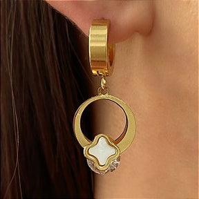 COLAR TREVO MADREPÉROLA DOURADO AÇO 316L⭐️