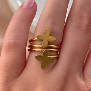 BRACELETE TRÊS FIOS LISOS DOURADO AÇO 316L⭐️