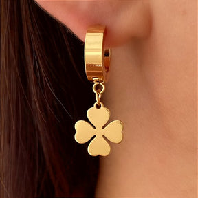 BRINCO ARGOLA PINGENTE TREVO DOURADO AÇO 316L⭐️