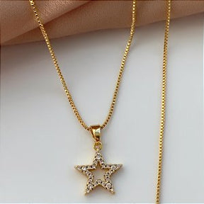 COLAR ESTRELA ZIRCÔNIA FOLHEADO A PRATA⭐️