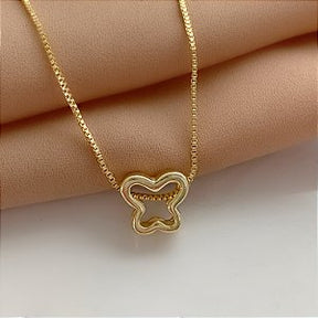 COLAR BORBOLETA ZIRCÔNIAS MINI FOLHEADO A PRATA⭐️