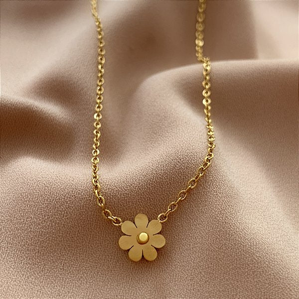 COLAR FLOR MINI DELICADA DOURADO AÇO 316L⭐️