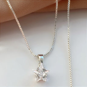 COLAR ESTRELA ZIRCÔNIA FOLHEADO A PRATA⭐️