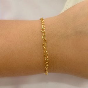 PULSEIRA ELOS CORAÇÕES PINGENTE CORAÇÃO ZIRCÔNIA FOLHEADO A OURO 18K⭐️