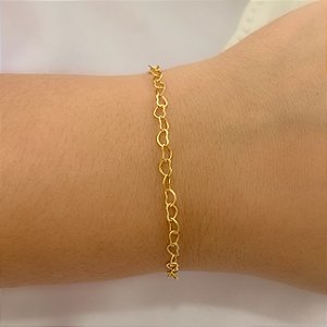 PULSEIRA ELOS CORAÇÕES PINGENTE CORAÇÃO ZIRCÔNIA FOLHEADO A OURO 18K⭐️