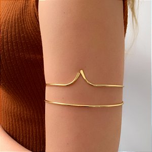 BRACELETE DOIS FIOS LISOS DOURADO AÇO 316L⭐️