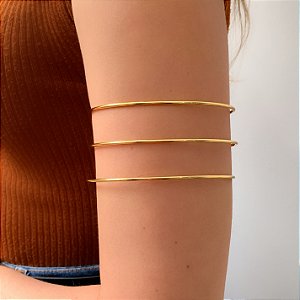 BRACELETE DOIS FIOS LISOS DOURADO AÇO 316L⭐️