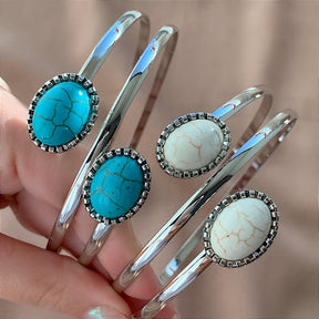 BRACELETE LISO PEDRAS OVAIS PRATEADO BIJU